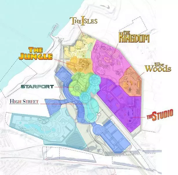 The huge park will feature seven zones (