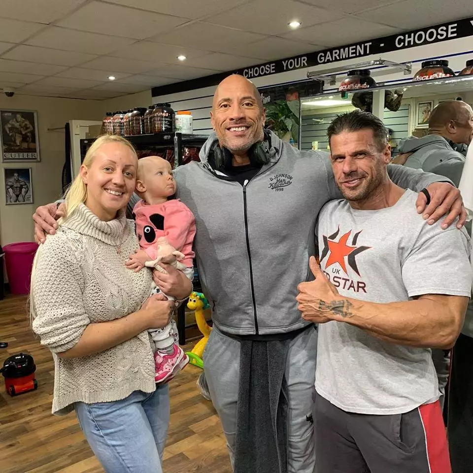 The Rock was taking a break from filming a new movie close by.