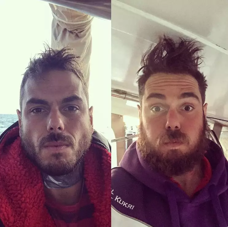 Ross, before and after 132 days at sea.