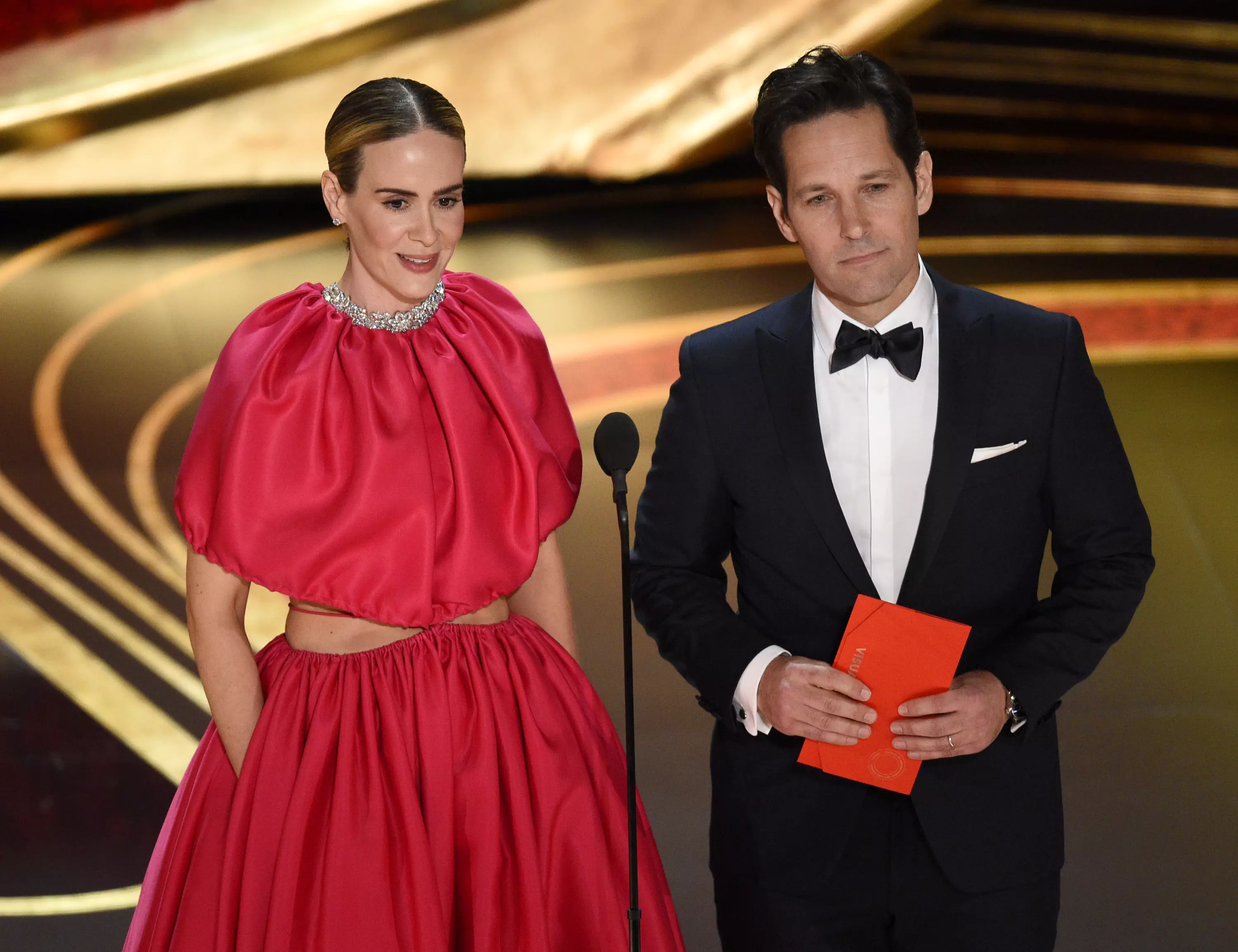 Paul Rudd and Sarah Paulson presented an award at tonight's Oscars.