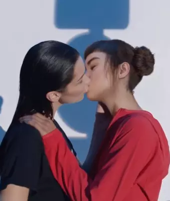 The kiss in the advert.