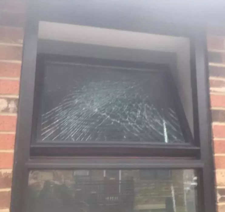 The burglars had smashed her bathroom window.