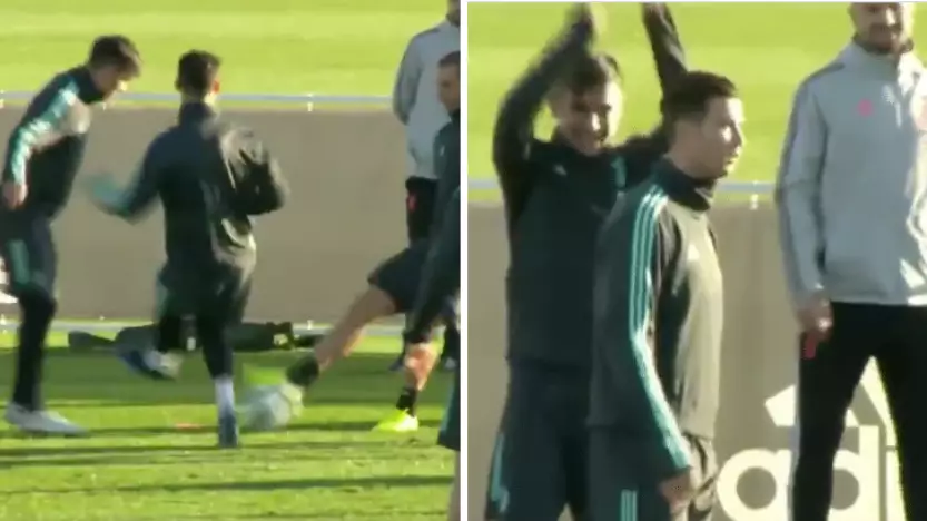 Cristiano Ronaldo Not In High Spirits After Getting Beat In Juventus Training
