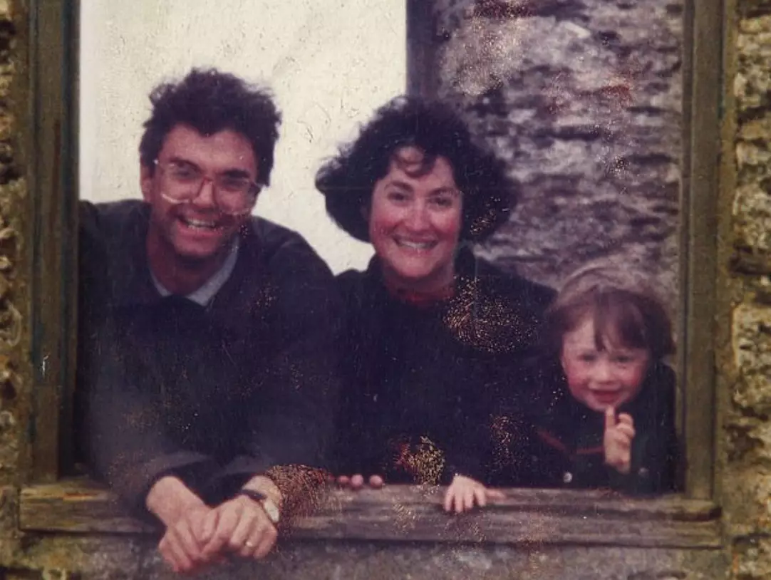 Daniel with his mum and dad in 1991.