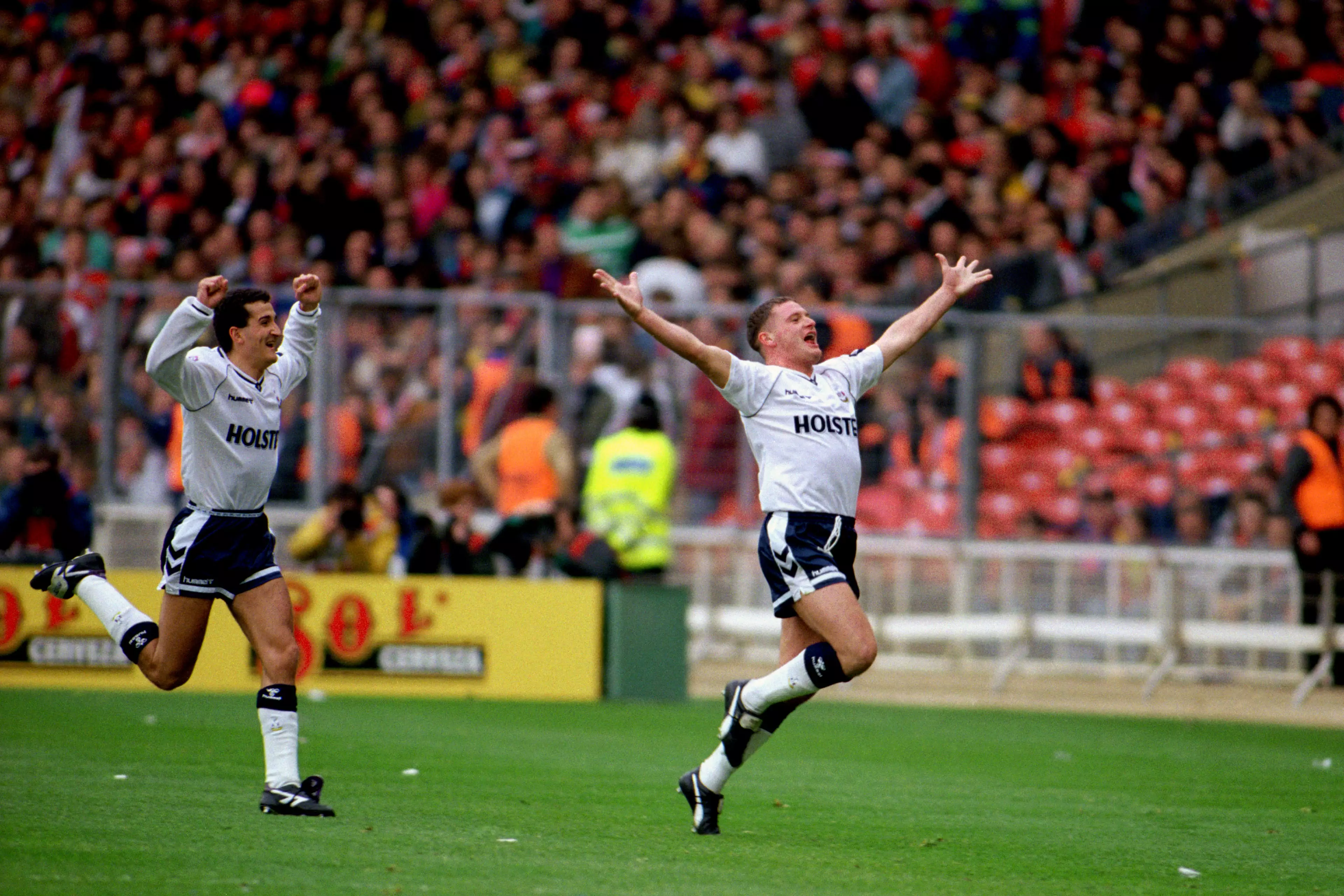 Gazza won the FA Cup with Spurs, beating Arsenal in the semi-final. Image: PA Images