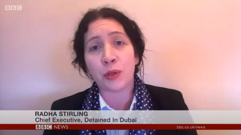 Radha Stirling speaking to the BBC in 2019.