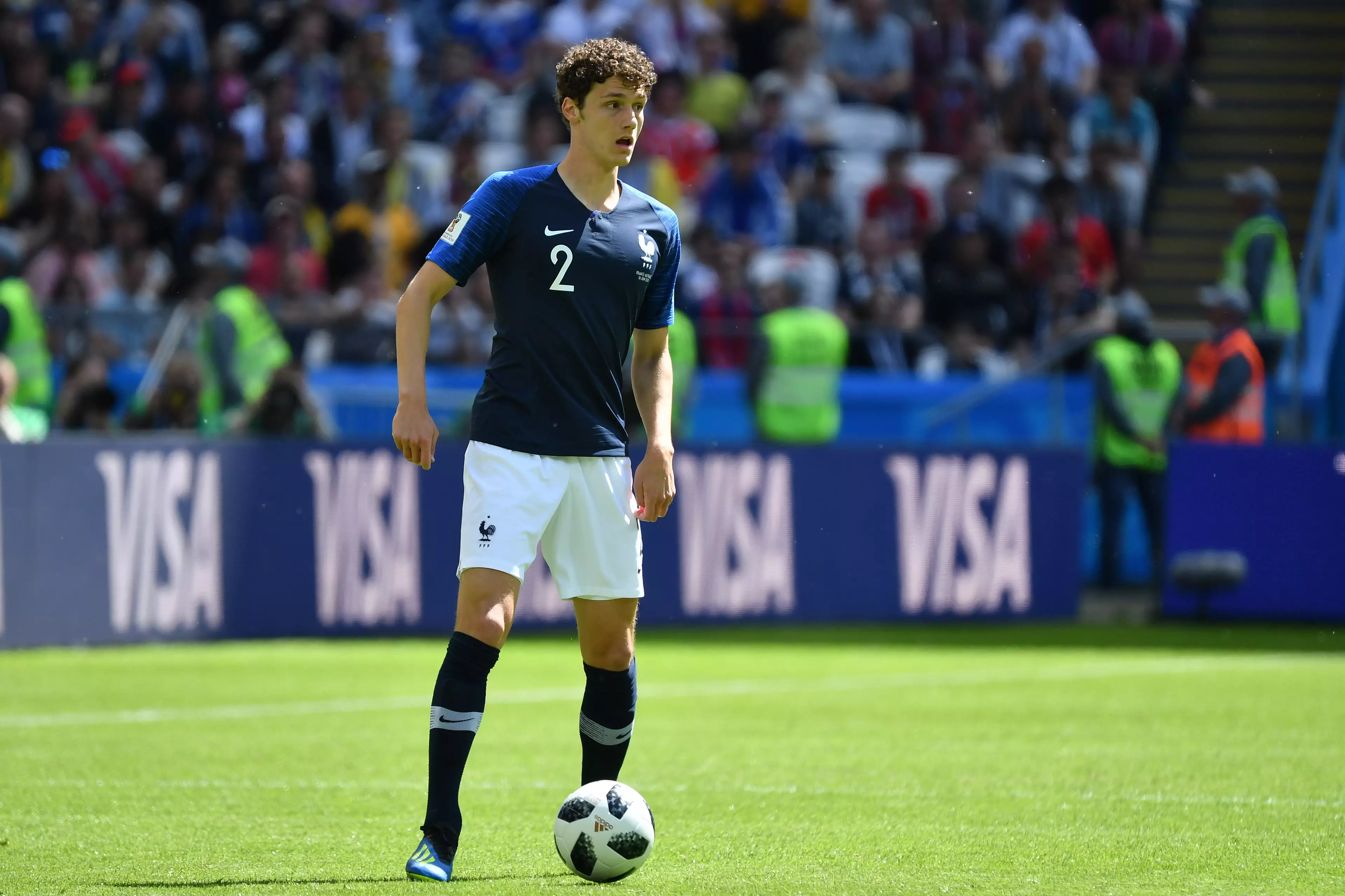 Pavard in action for France. Image: PA