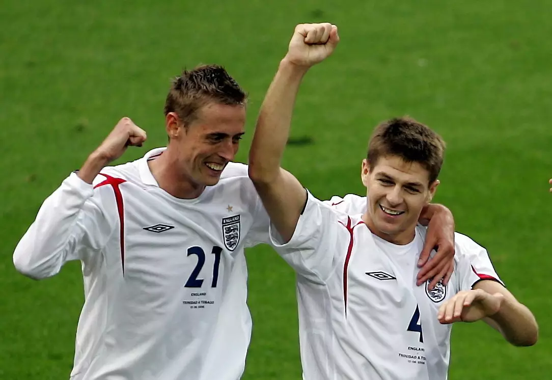 Gerrard and Crouch together for the Three Lions. Image: PA Images