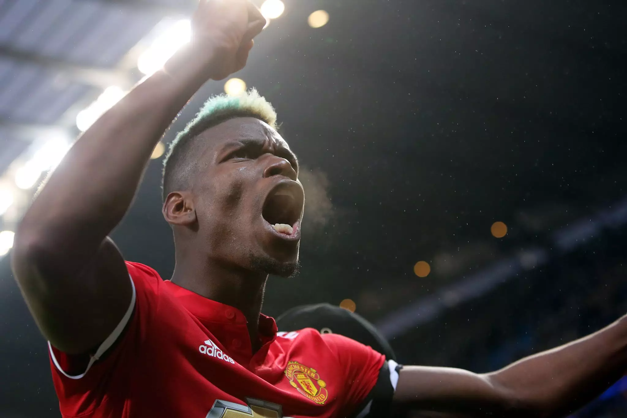 Pogba celebrates after the final whistle. Image: PA