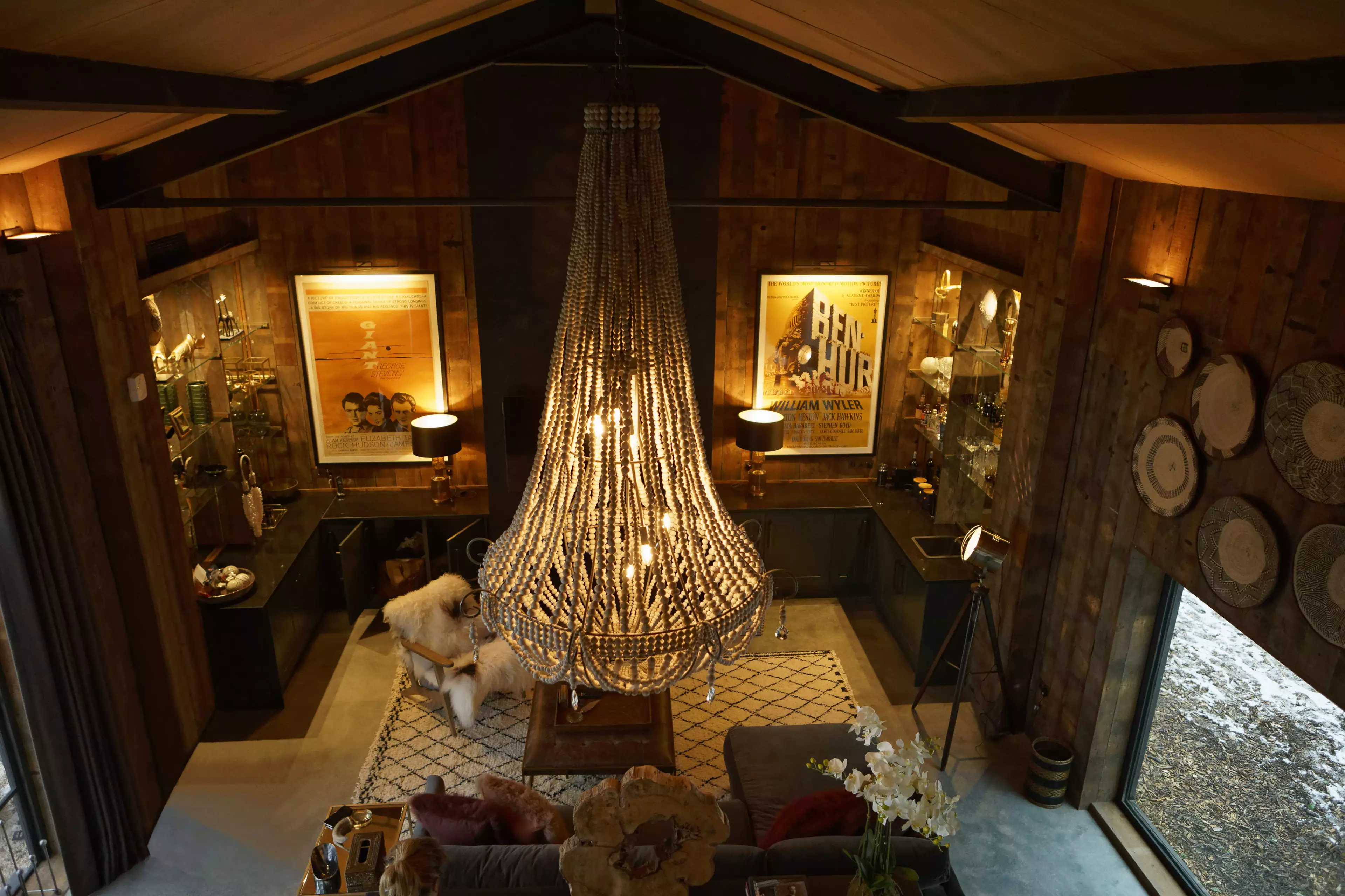 The lodge is seriously luxurious complete with chandelier. (