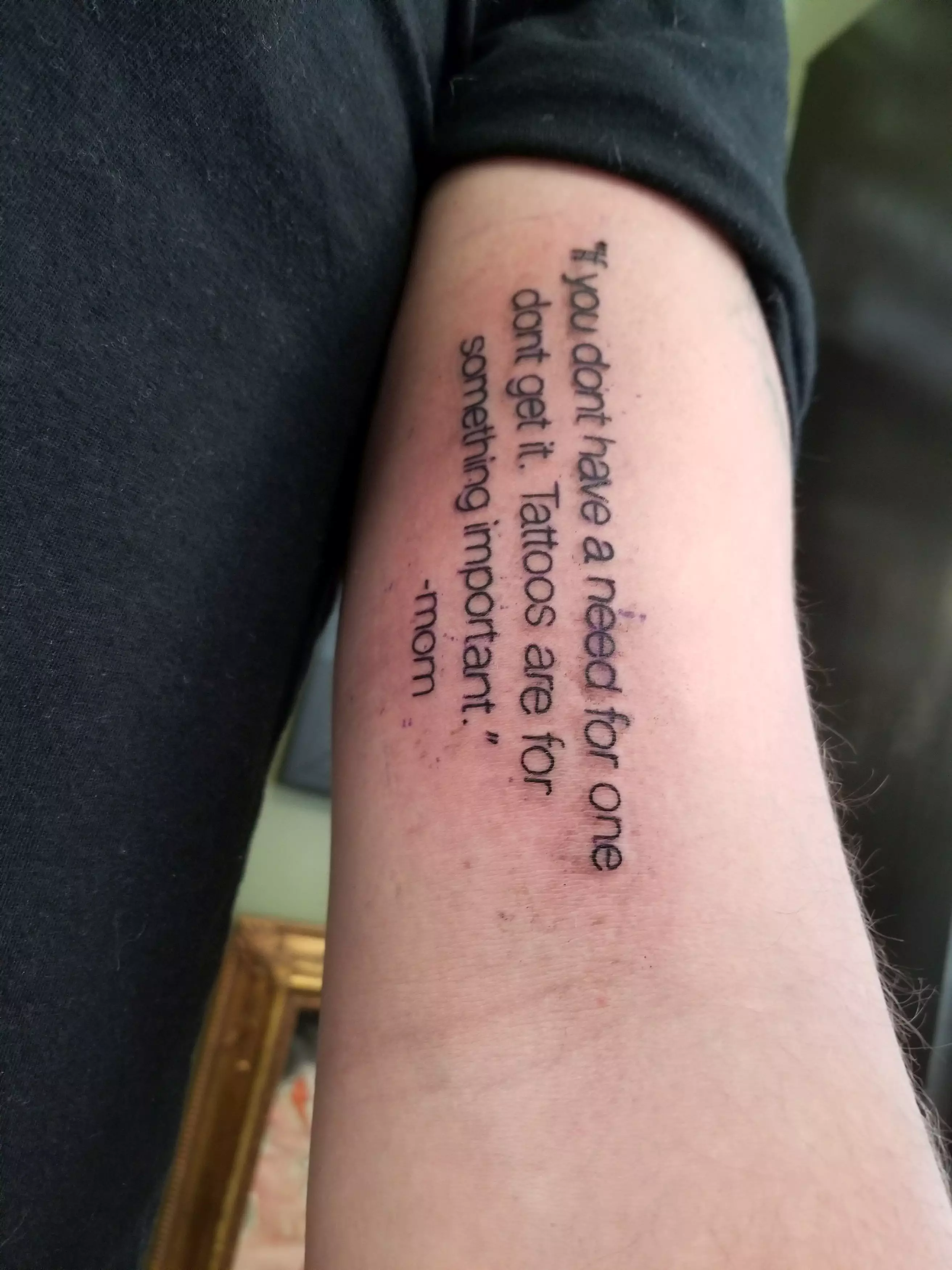 The tat was an exact replica of his mum's text.