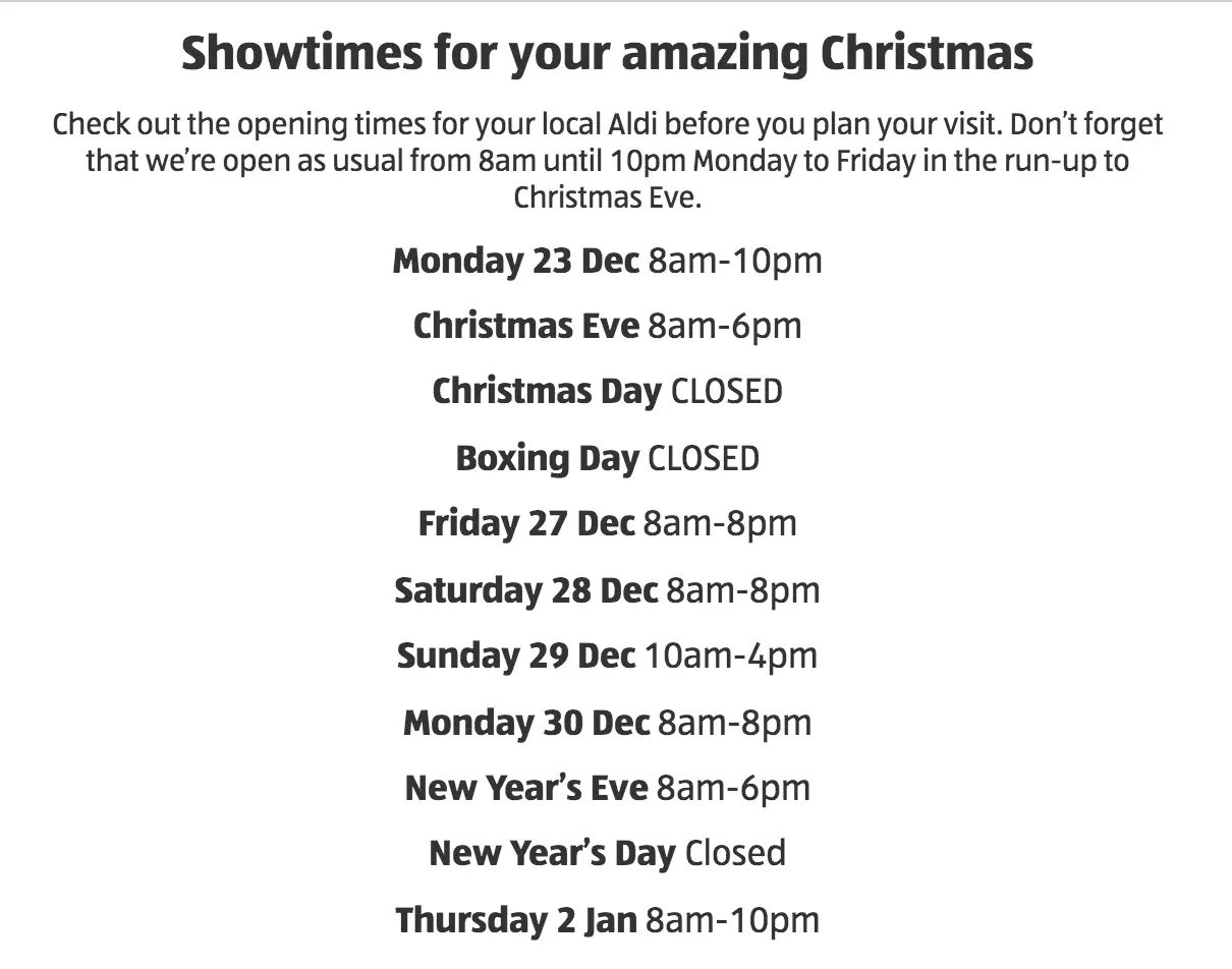 The store has announced its opening hours and it will be closed on Boxing Day. (