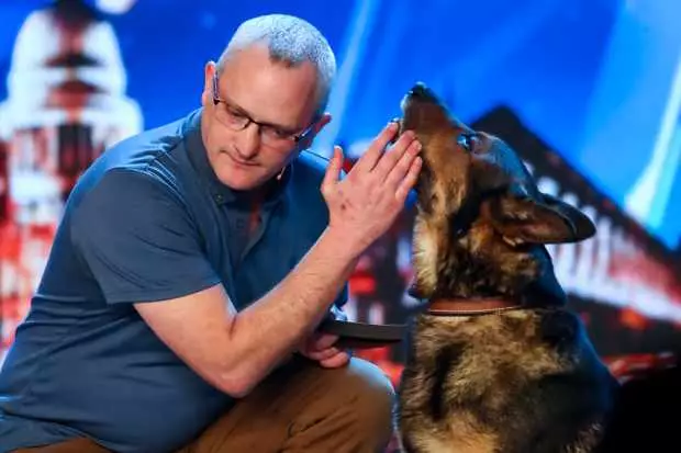 Dave with Finn on Britain's Got Talent.