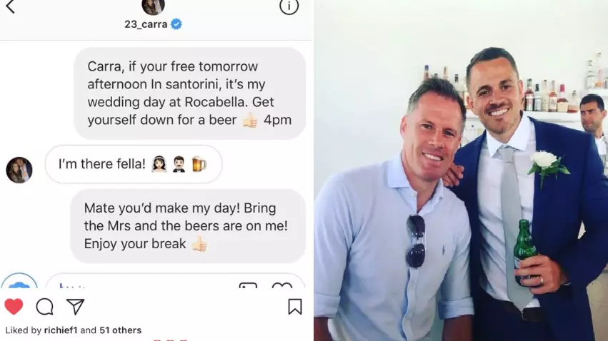 Jamie Carragher Turns Up At Liverpool Fan's Wedding After Instagram Invite 