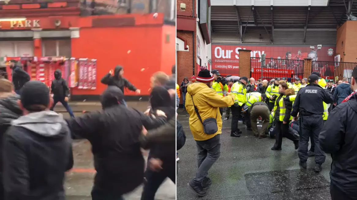 AS Roma Fans Attack Liverpool Supporters With 'Belts And Batons' Outside Anfield 