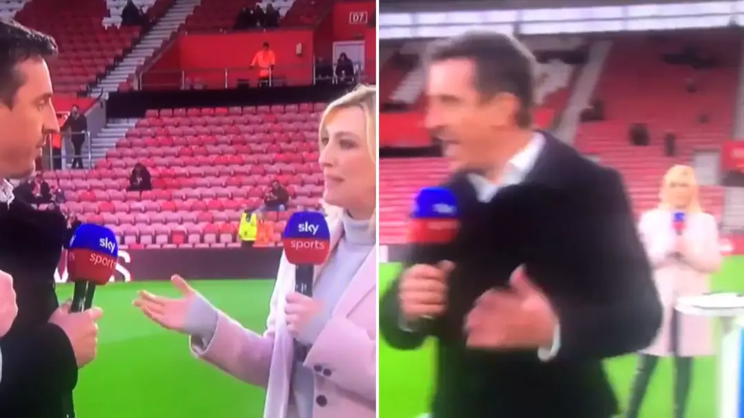 Gary Neville And Jamie Carragher Casually Walk Away From Kelly Cates In Bizarre Interview