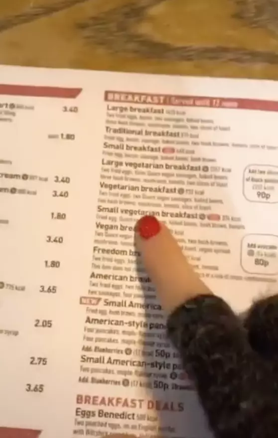 The TikTok user was bowled over by the menu (