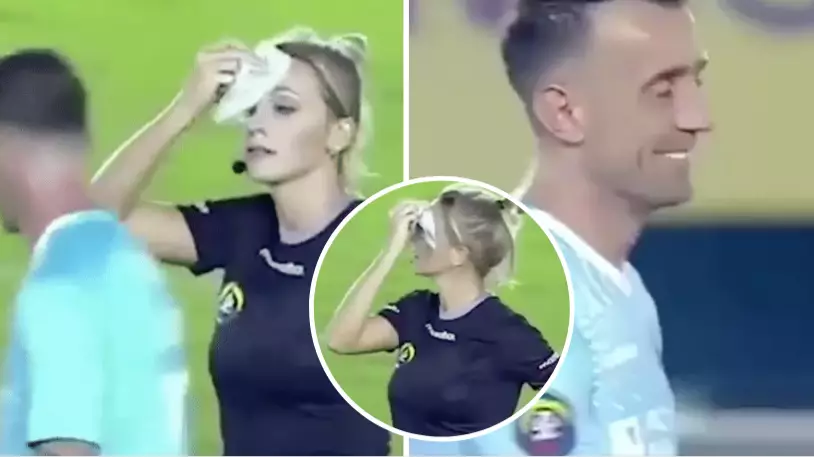 Referee Fernanda Colombo Trolls Player With Brilliant Handkerchief Prank 