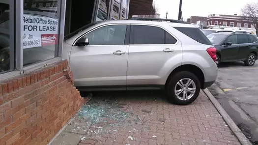 This learner driver didn't even make it out of the test centre before crashing.