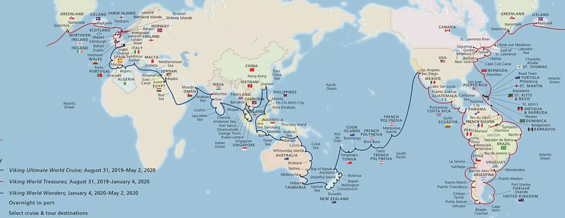 The route for the record-breaking 245-day voyage.