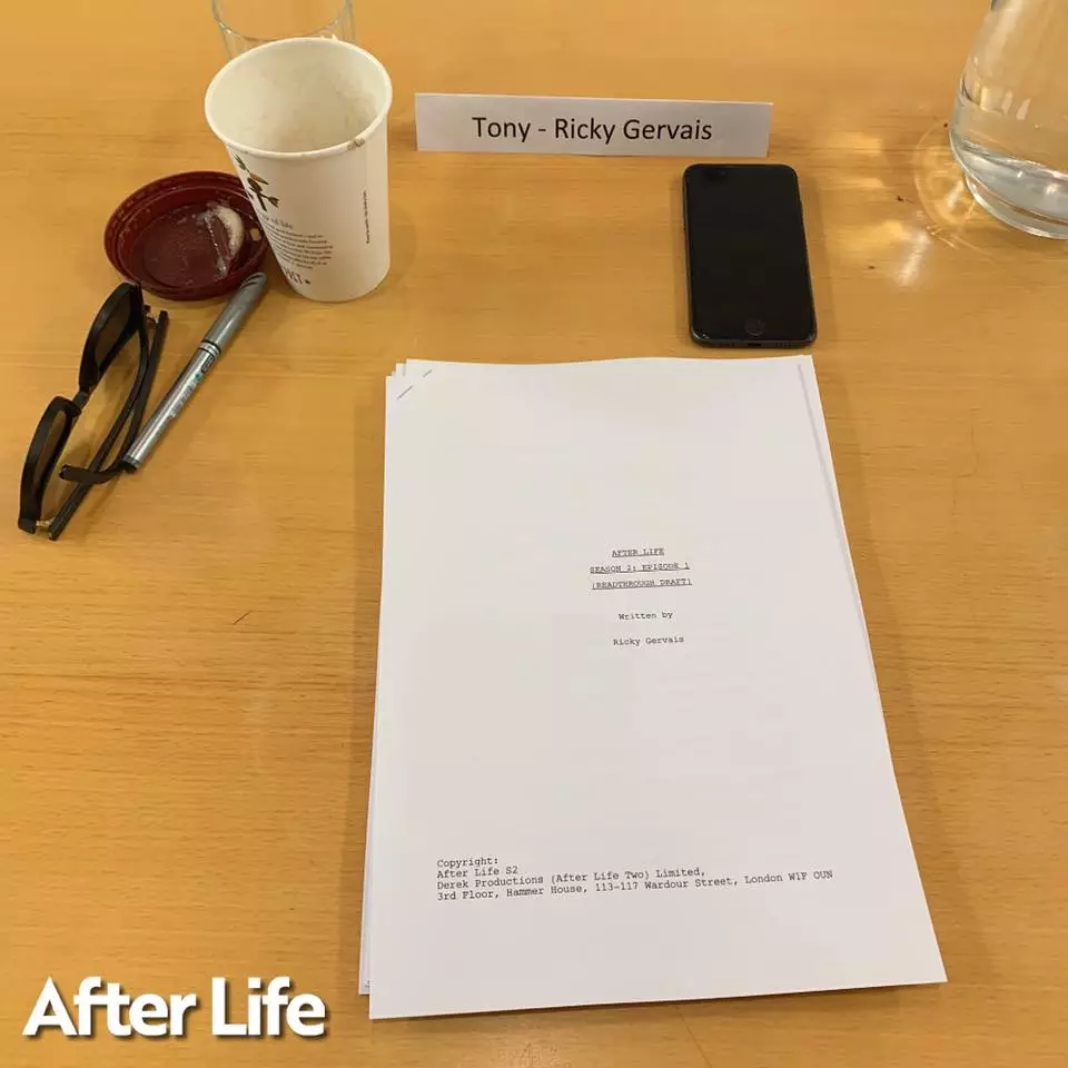 Ricky Gervais has shared pictures from the first read through of After Life season 2.