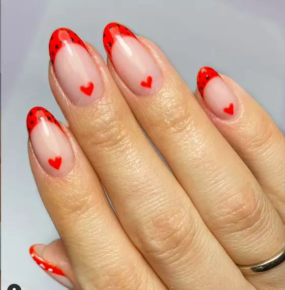 If the swirls are a bit too much for you, why not try simple red tips? (