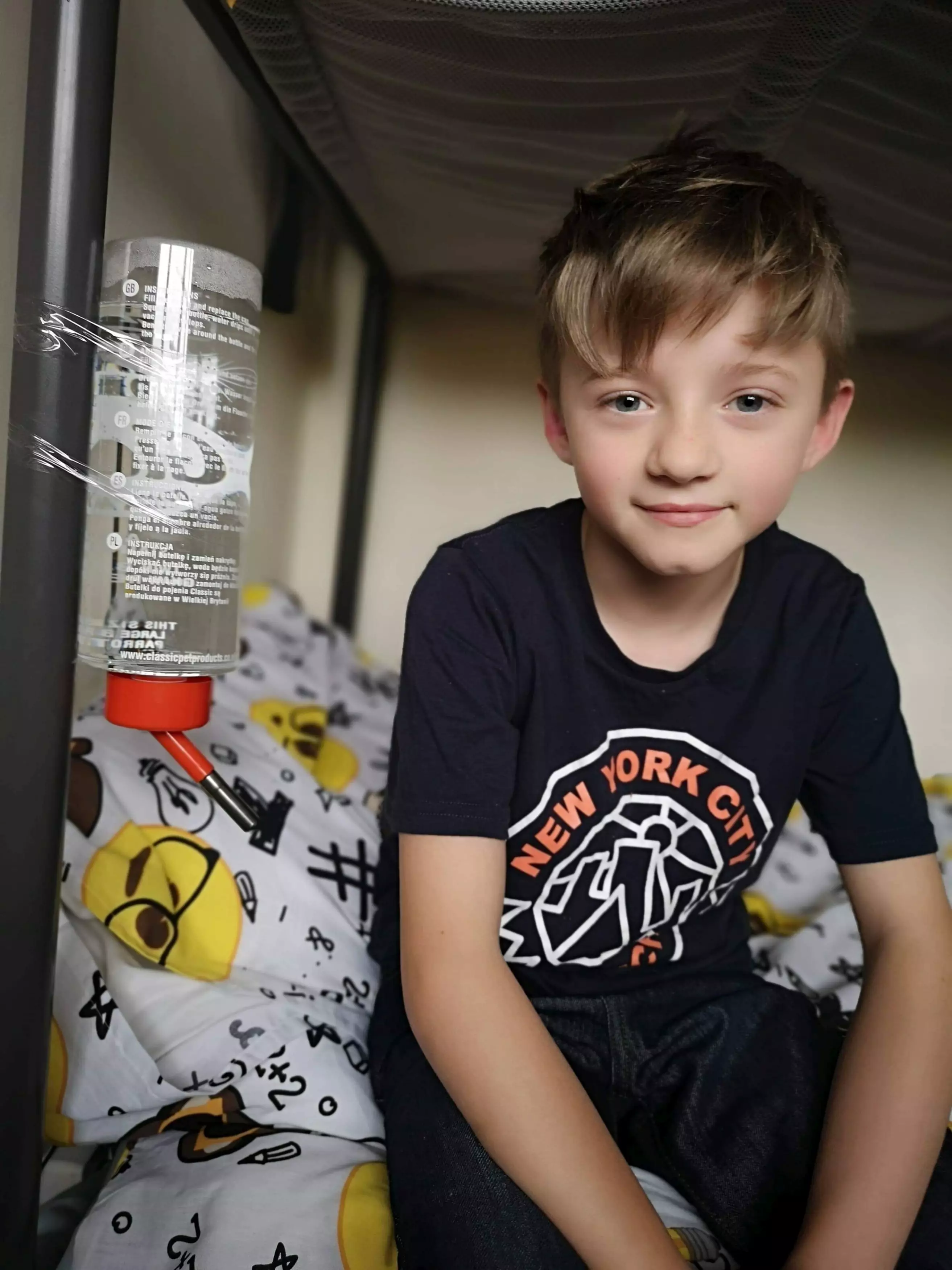 Although intended as a prank, eight-year-old Logan has used the water bottle.