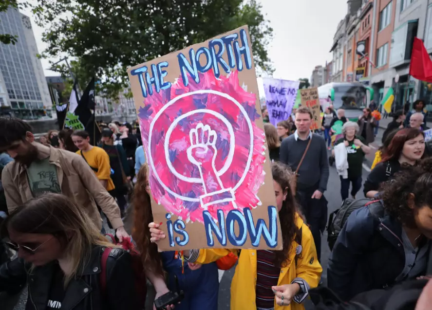 Protest signs saying it was Northern Ireland's turn for abortion being legalised. (