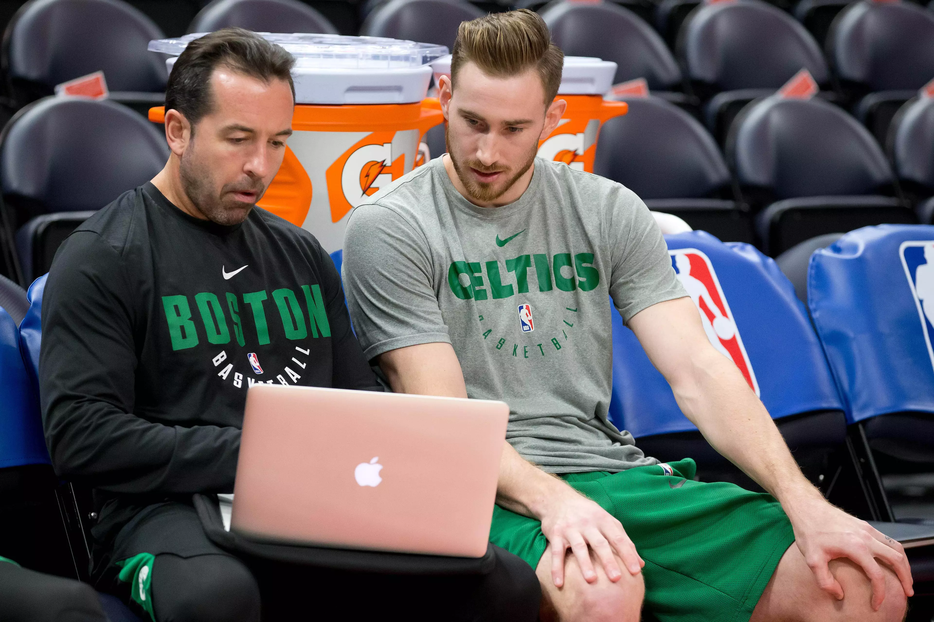 Scott Morrison with Gordon Hayward at the Boston Celtics.