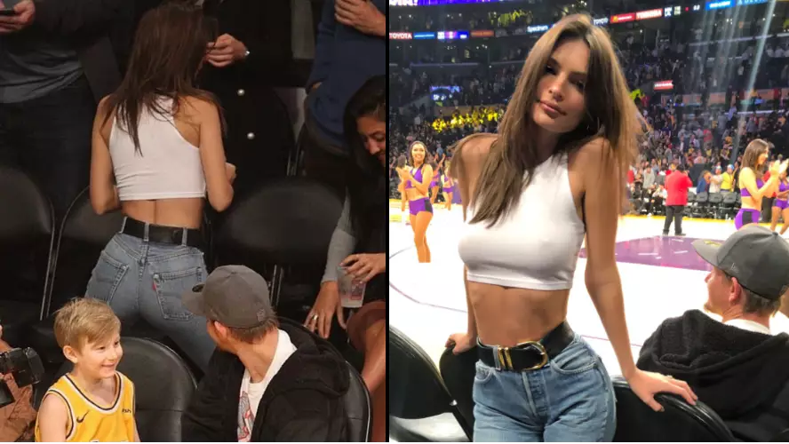 Young Boy Catches Dad Staring At Emily Ratajkowski During Basketball Game
