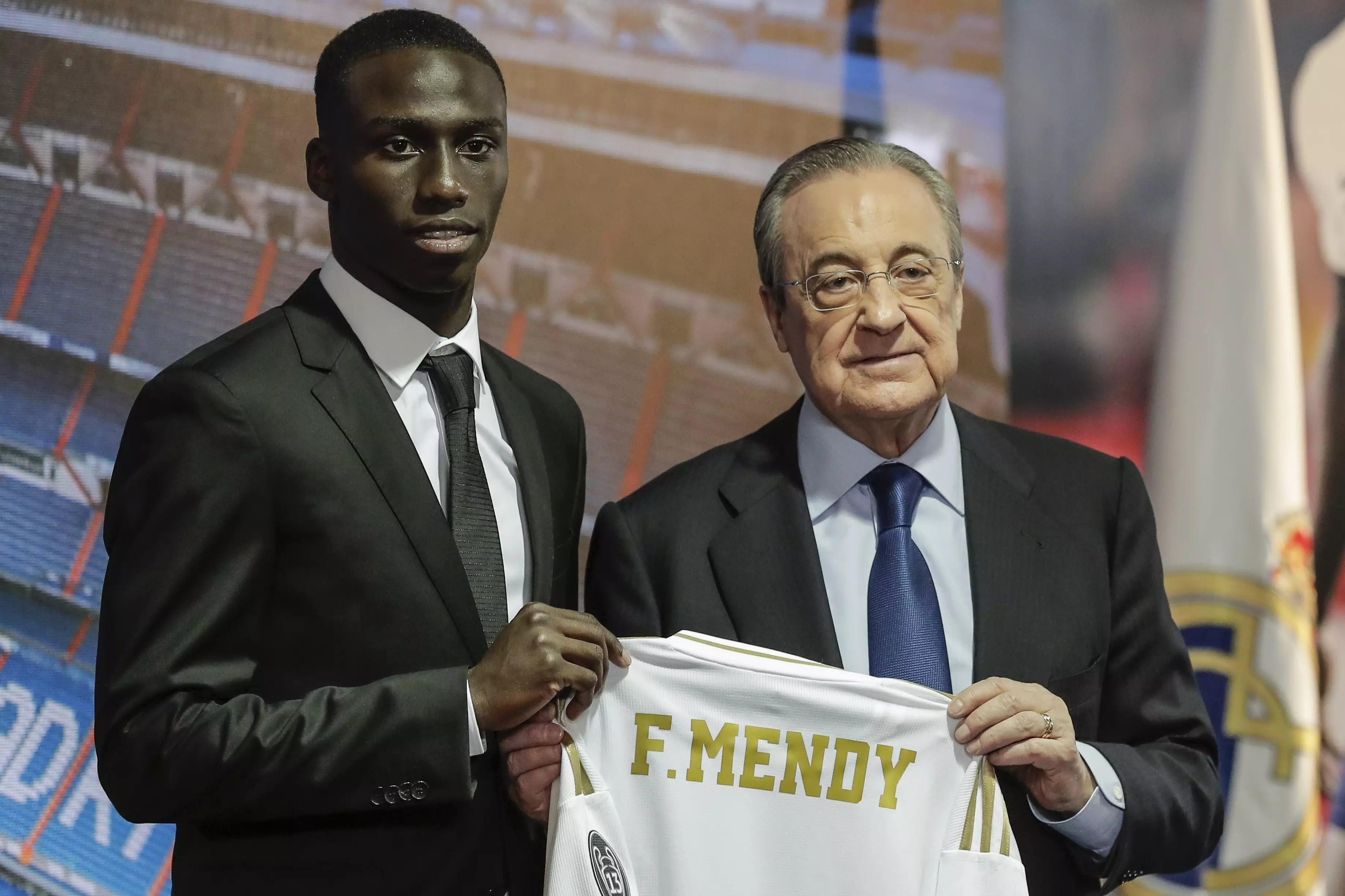 Ferland Mendy at his unveiling. Image: PA Images