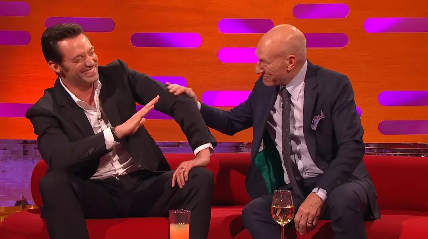 Hugh Jackman Pisses Himself Laughing At Sir Patrick Stewart's Circumcision Story