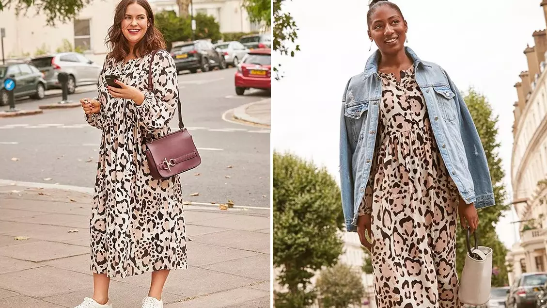 This Animal Print Midi Dress From M&S Keeps Selling Out And It's Easy To See Why