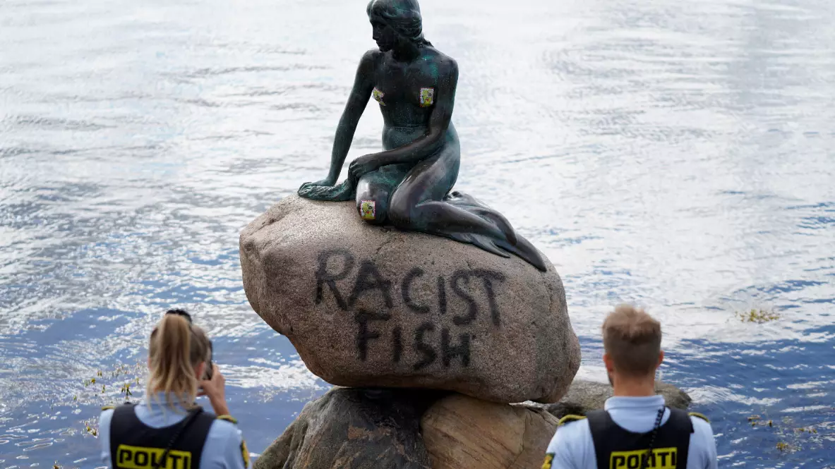 ​Little Mermaid Statue In Denmark Defaced With ‘Racist Fish’ Graffiti