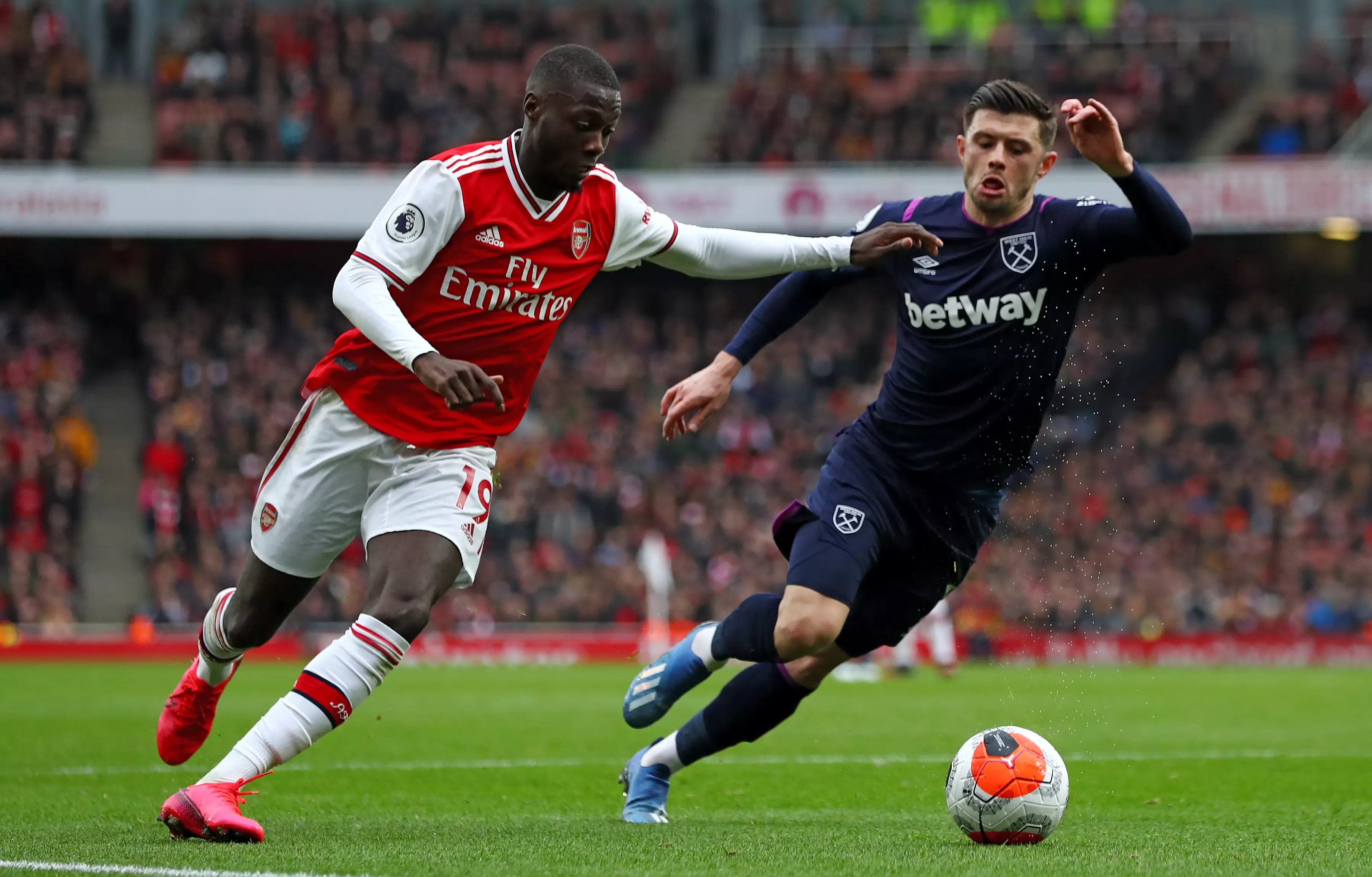 Nicolas Pepe in action against West Ham United. (Image