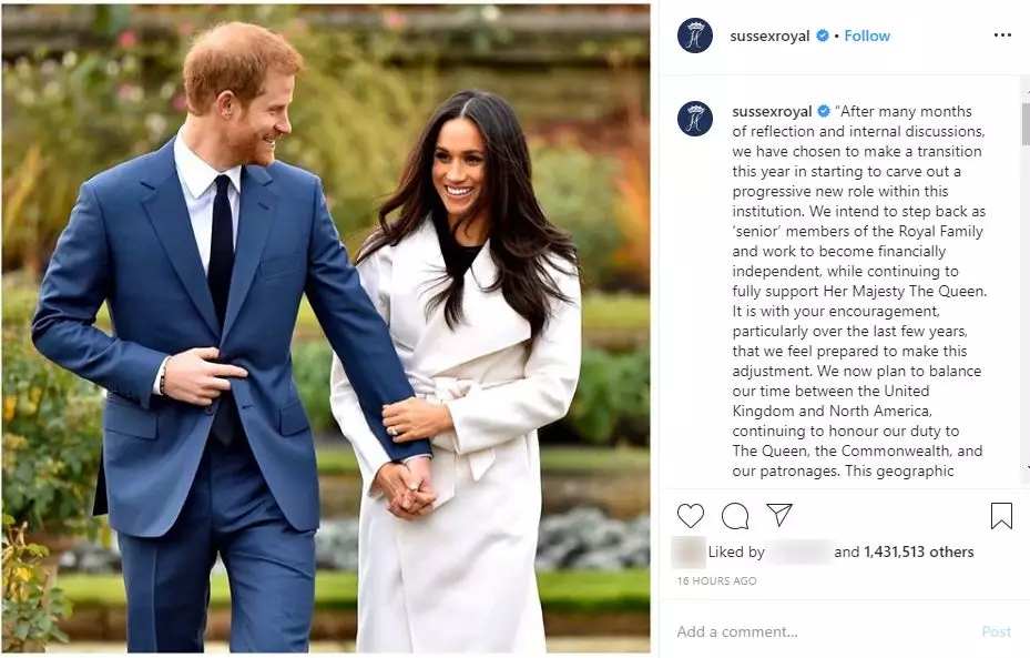 The couple announced the news on Instagram.