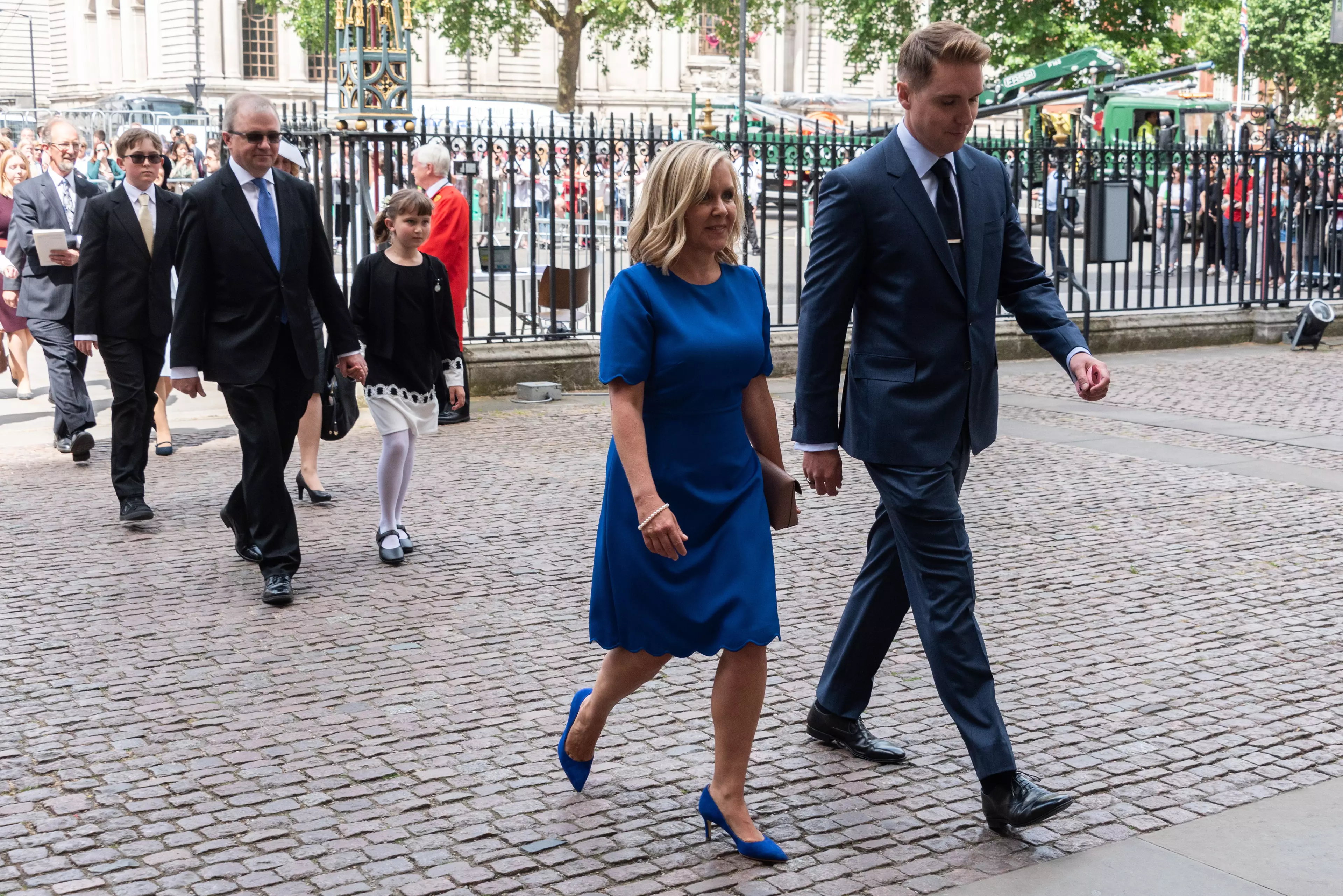Hawking's daughter Lucy and son Timothy attend his funeral in 2018.