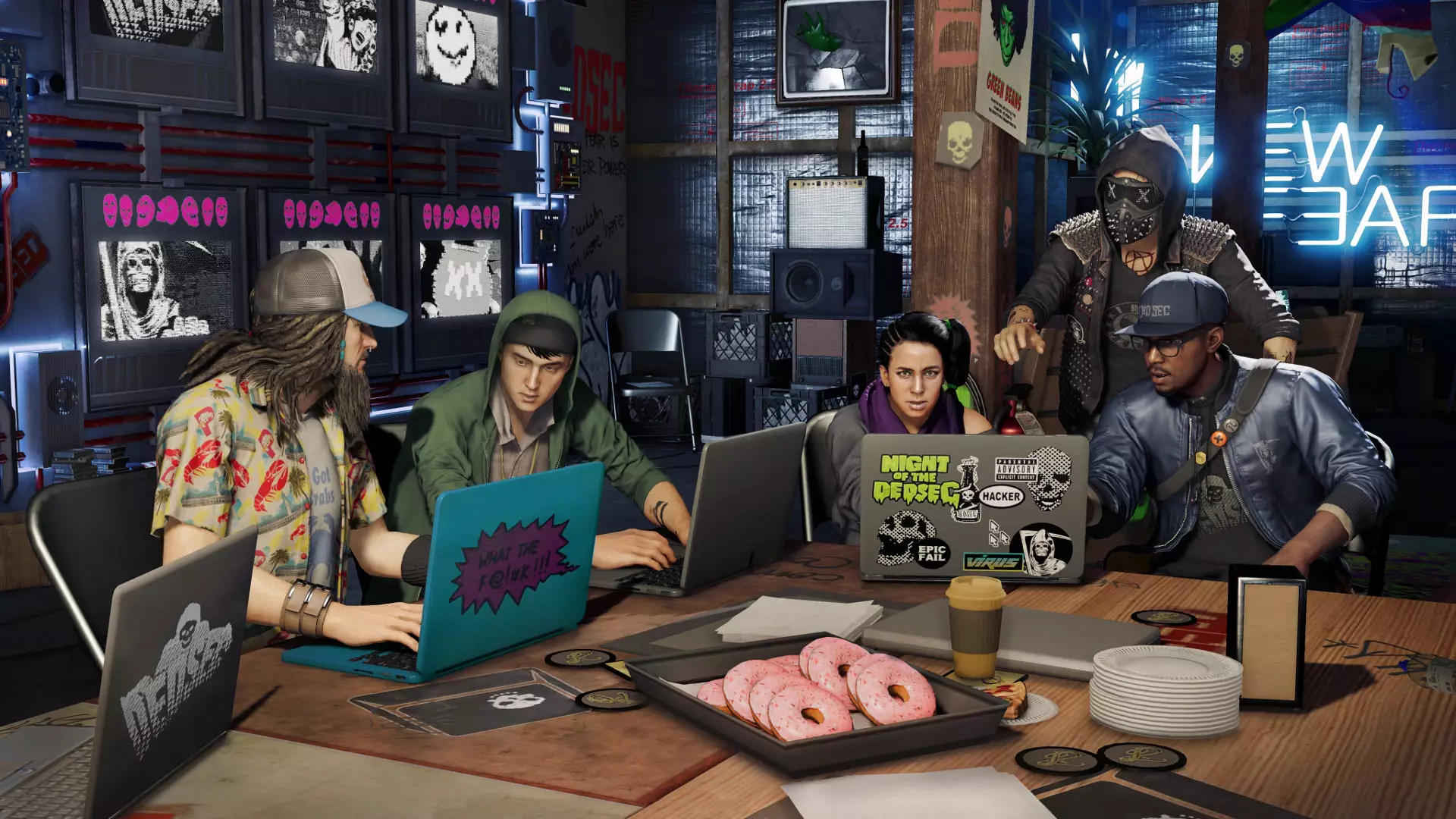 Some hackers, hacking, in 2016's Watch Dogs 2 /