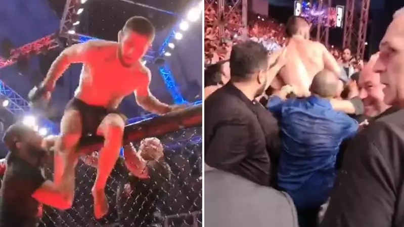 Security Lost Their Sh*t When Khabib Jumped Out Of The Octagon After UFC 242