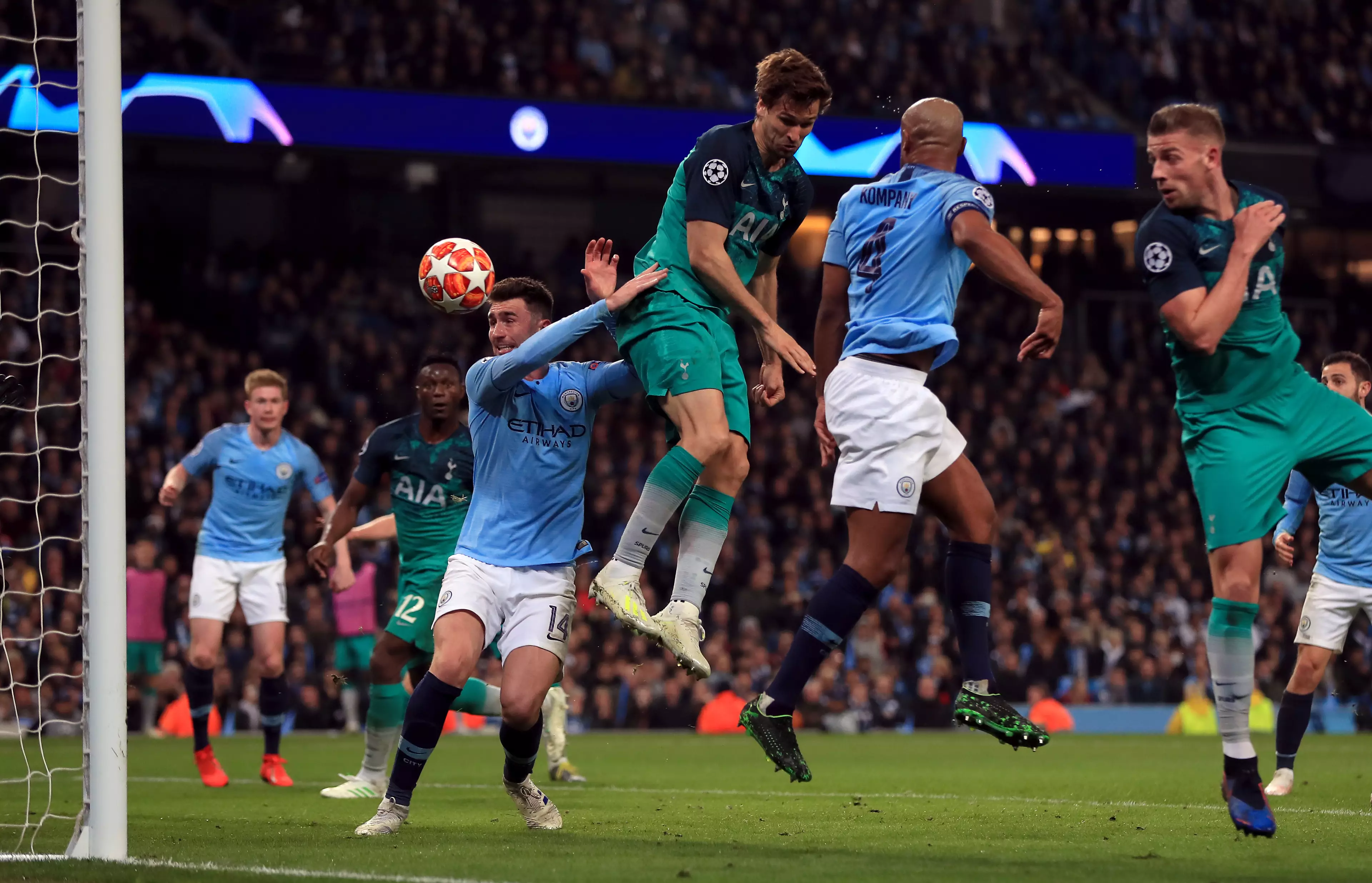 Llorente scores off his hip to knock City out of the Champions League. Image: PA Images