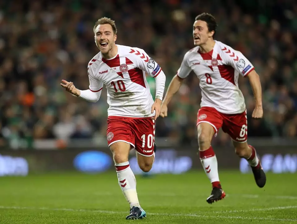 Eriksen celebrates against Ireland. Image: PA Images
