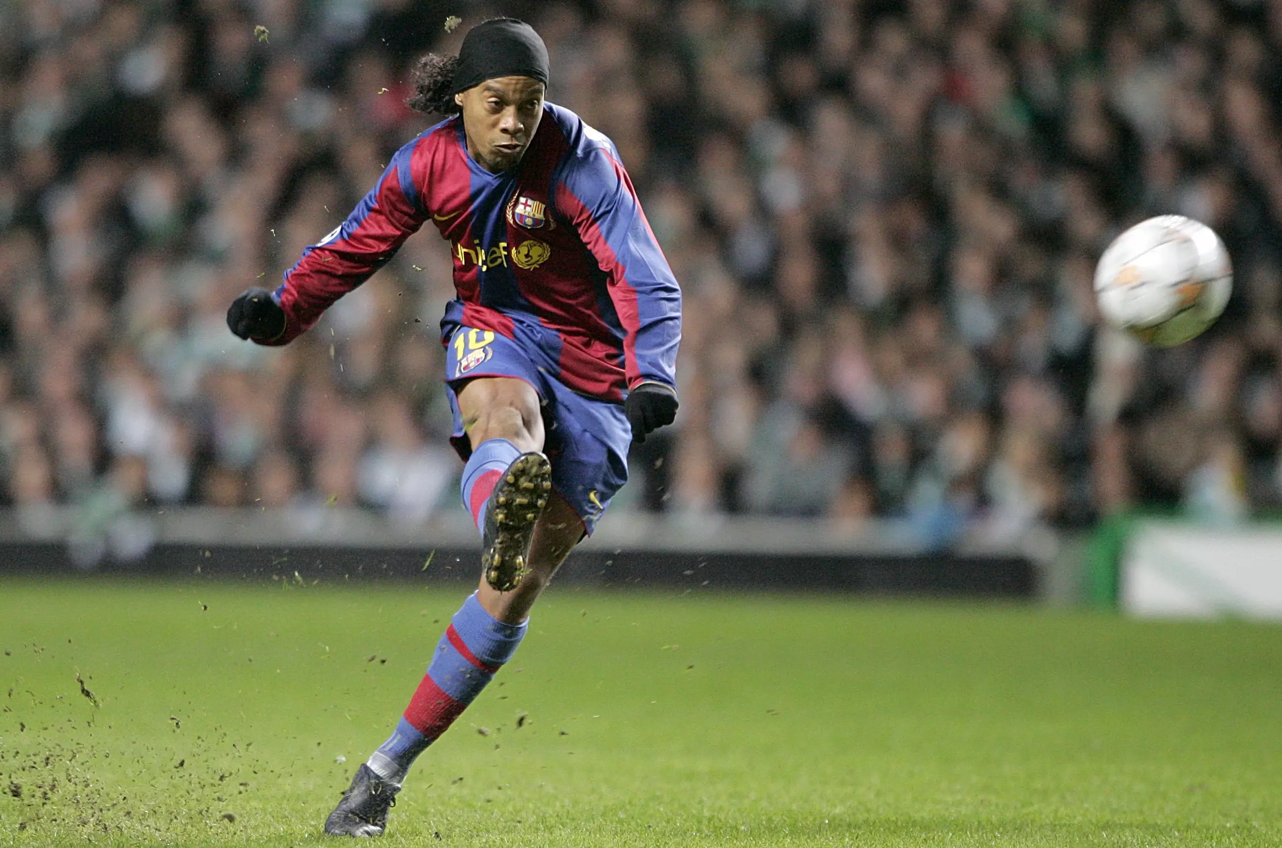 Ronaldinho doing bits for Barcelona. Image: PA