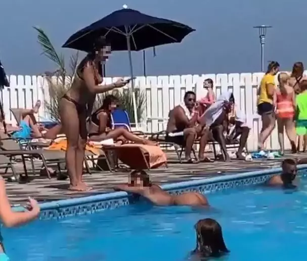 A woman was criticised for taking pictures in a pool recently.