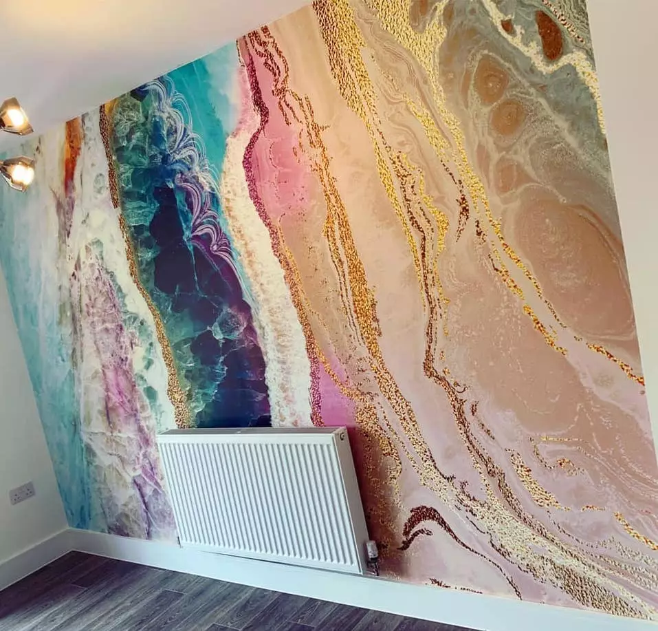 The colourful and contemporary wallpapers are perfect for creating a striking feature wall (