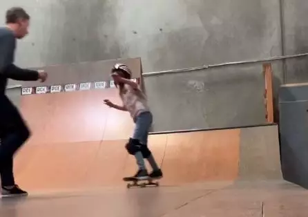 Tony Hawk posted the video of his daughter overcoming her fear.
