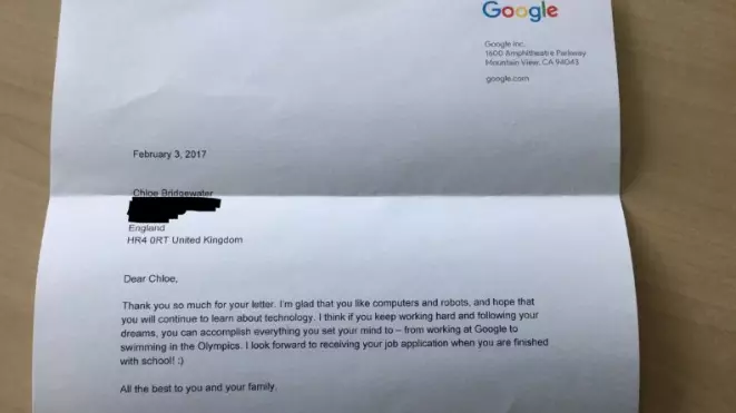 Seven-Year-Old Girl Applied For A Job At Google And Got A Personalised Response From CEO
