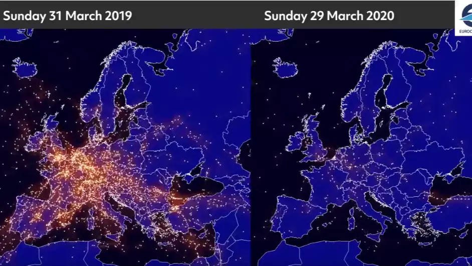 Video Shows The Difference In Air Traffic Between 2019 and 2020