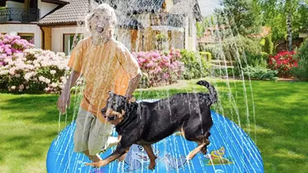 Amazon Is Selling A Doggy Sprinkler Paddling Pool
