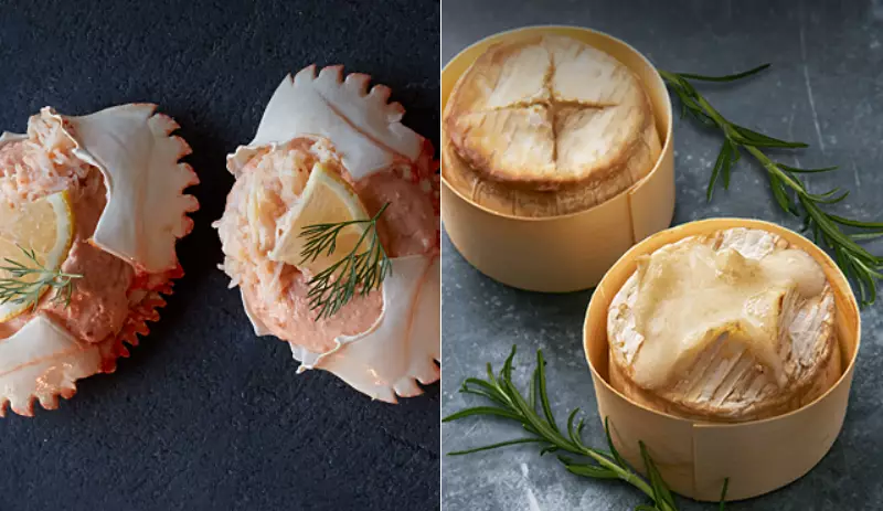 Waitrose's dressed Orkney crabs and mini baking goat's cheese.