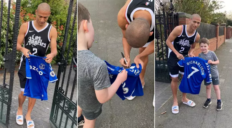 Richarlison Spots Young Fan Outside His Home, Takes A Shirt Out And Signs It For Him